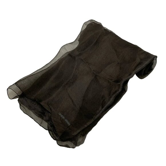 Auth GIORGIO ARMANI - Black Silk Scarf - Picture 1 of 4